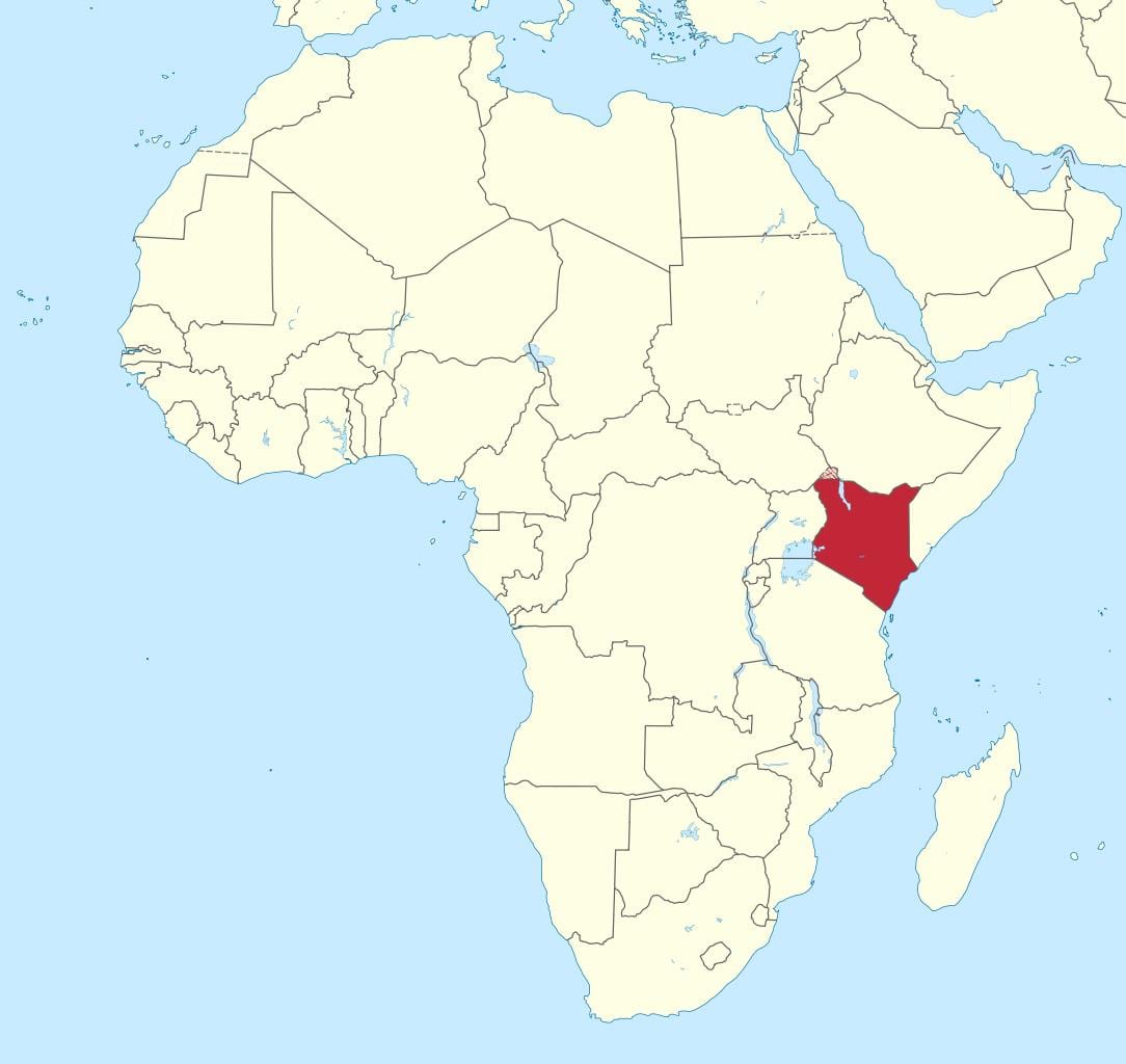 peta afrika dengan Kenya menekankan