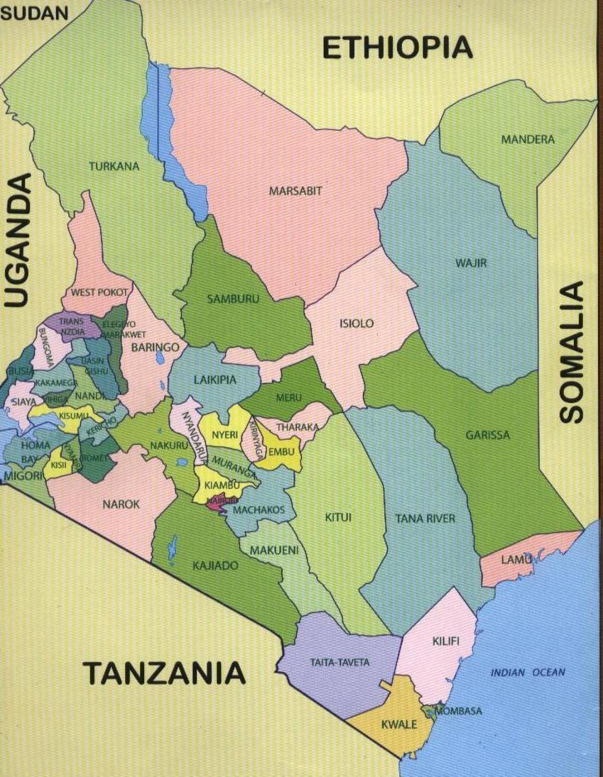 baru peta Kenya daerah-daerah
