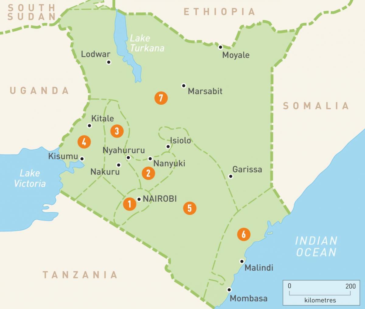 peta Kenya menunjukkan wilayah