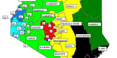 Peta 47 daerah-daerah di Kenya 