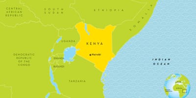 Peta Kenya dan negara-negara sekitarnya