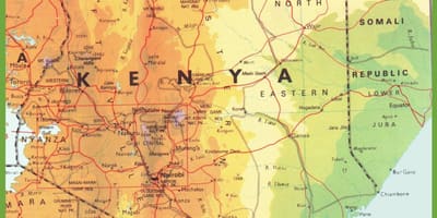 Peta Kenya menunjukkan bandar-bandar