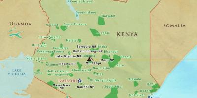 Peta Kenya taman nasional dan berhak