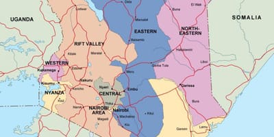 Peta Kenya menunjukkan sungai